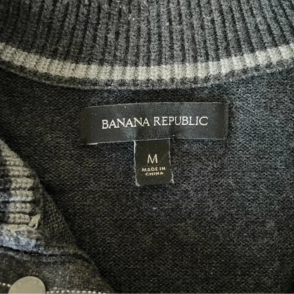 Banana Republic Quarter Snap Sweater Med Gray Silk Blend Soft